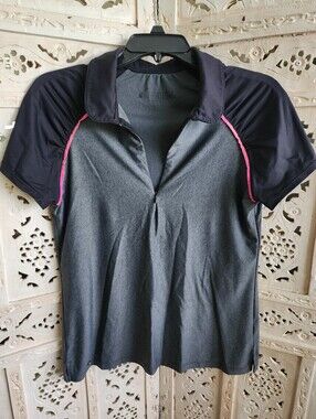 Swingdish Golf Athletic Polo- Grey, Black, Pink- Size Medium